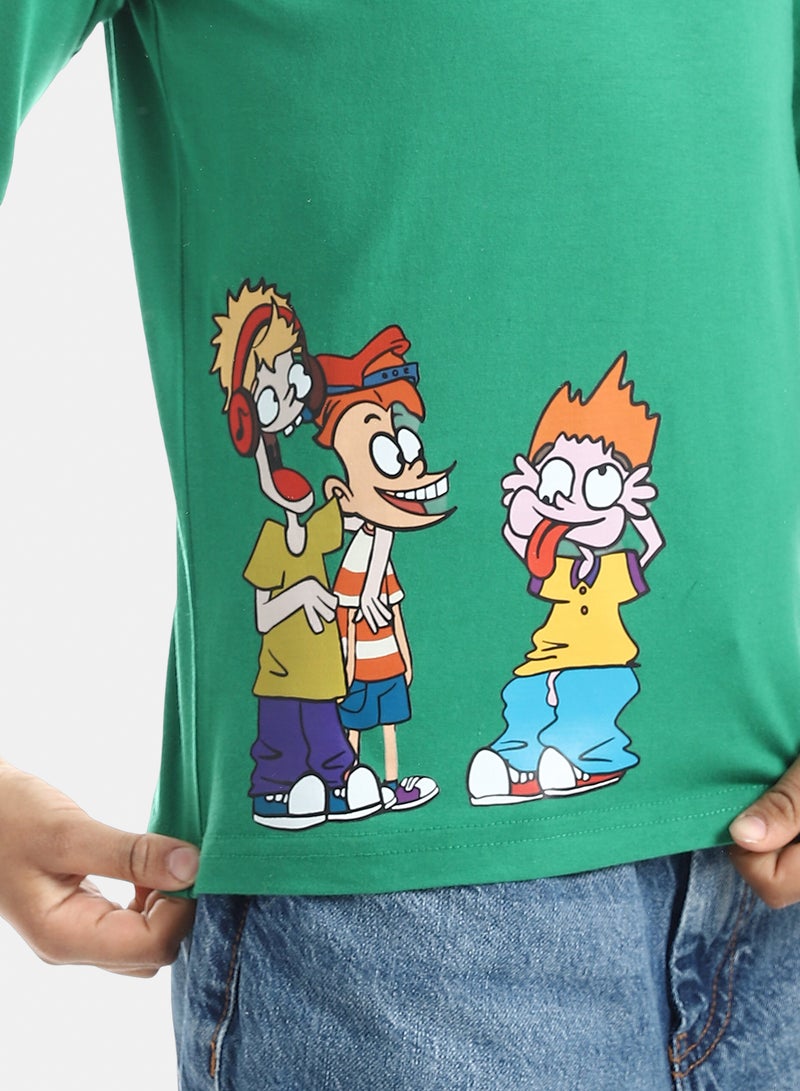 Andora Boys Printed Long-Sleeve Shirt_Green - Image 4